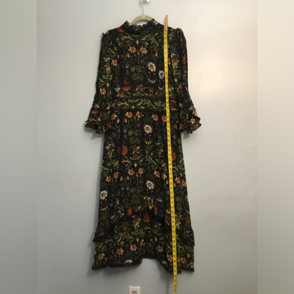 Dalia Black Floral Long Sleeve Dress - Picture 1 of 14